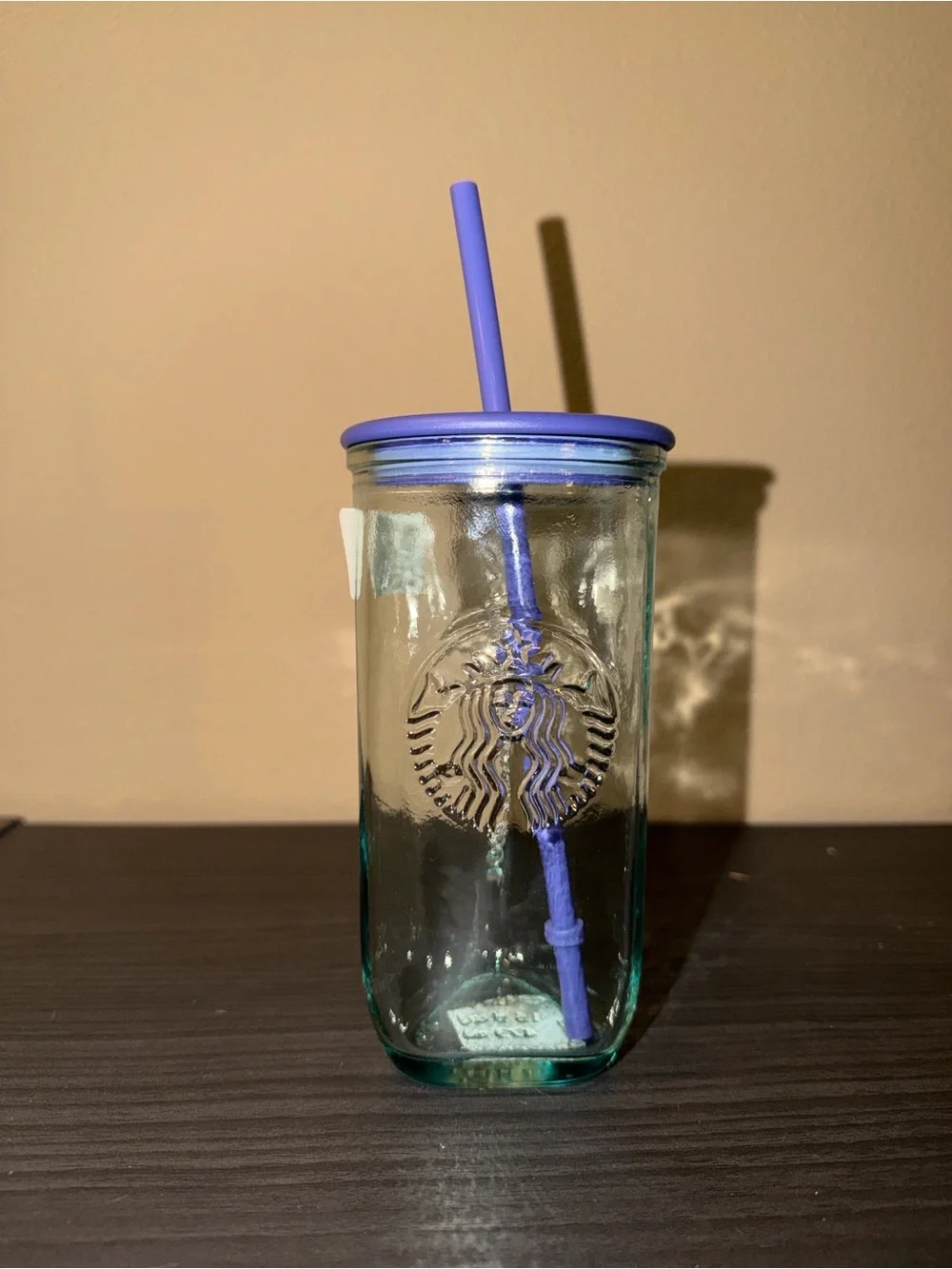 Starbucks 2025 Recycled Glass Triangle Tumbler Cold Cup Purple Lid 16 oz NWT